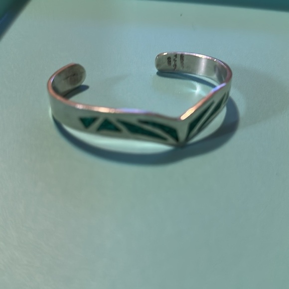 #18 STERLING TJ-67 INLAID TURQUOISE STONES CUFF BRACELET 925 MEXICO - Picture 6 of 16